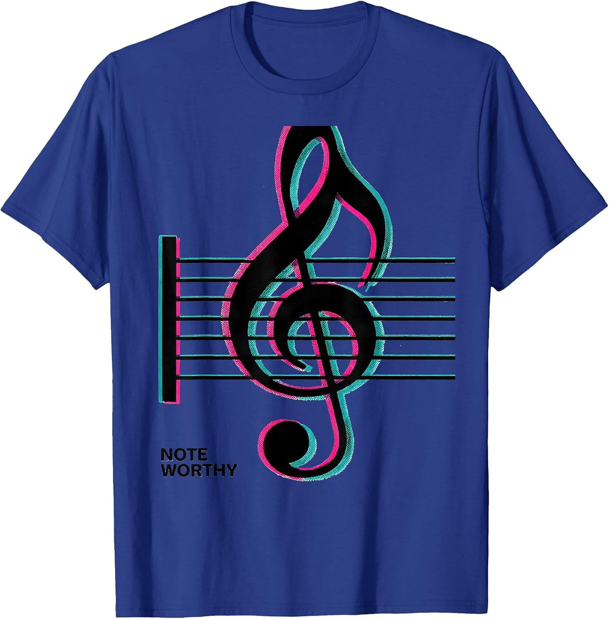 Note Worthy Risograph Funny Music Lover Gift For Musicians T-Shirt - Royal Blue