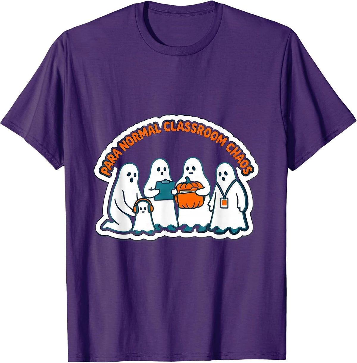 Men's Para Normal Classroom Chaos Funny Paraeducator Halloween T-Shirt - Purple