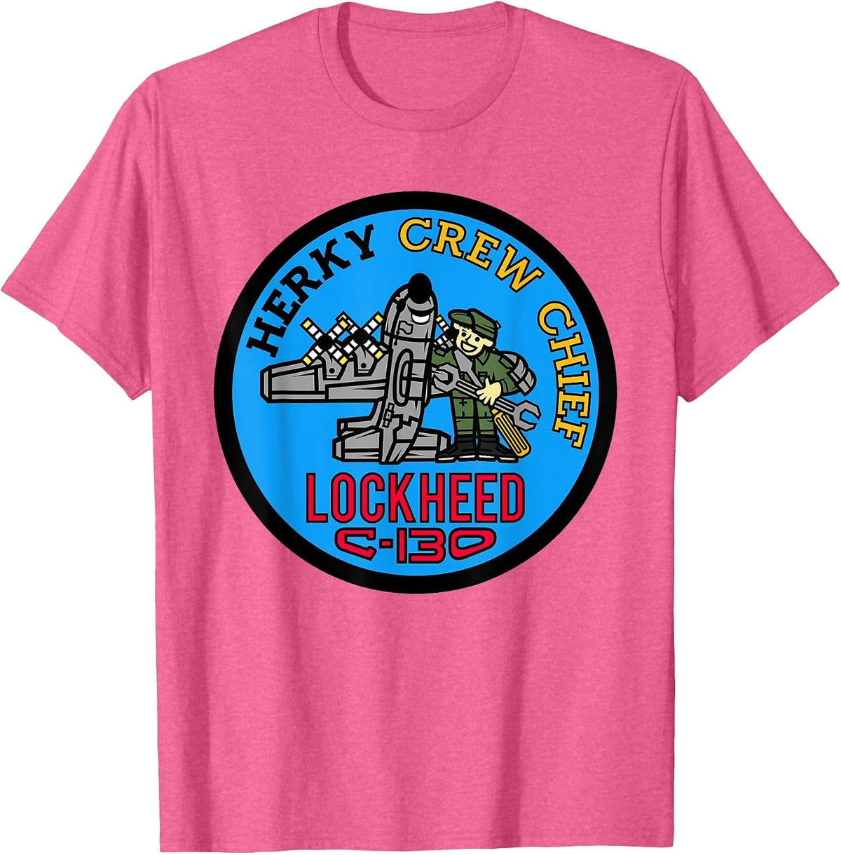 C-130 Hercules Crew Chief Tee T-Shirt - Pink Heather