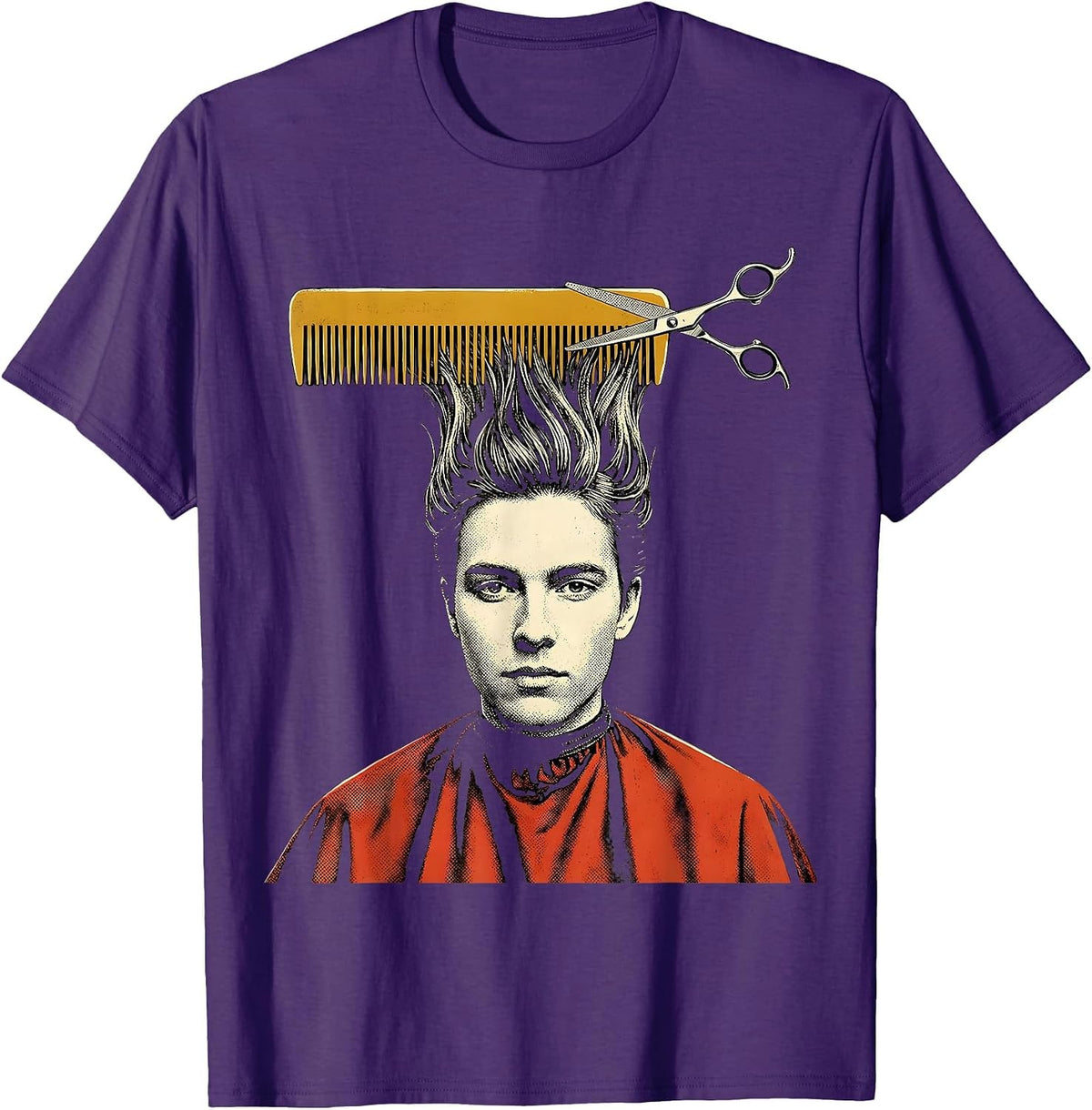 Men's Cropped Client Profile Salon Cape Barber Humor Gift T-Shirt - Purple