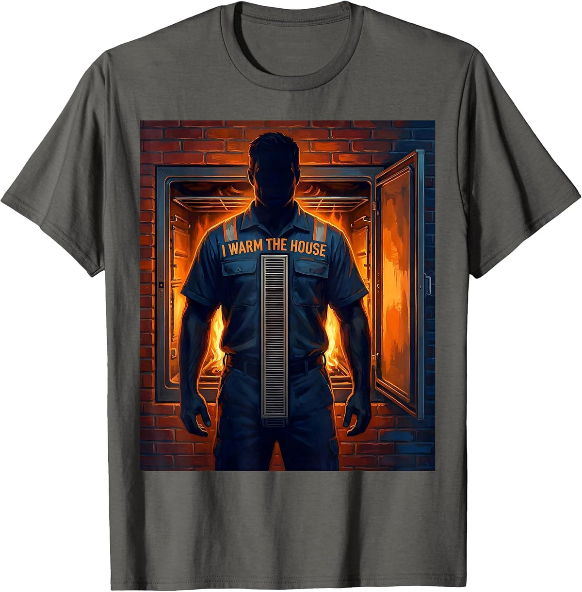 I Warm The House Funny HVAC Technician Vintage Trade Humor T-Shirt - Asphalt Grey