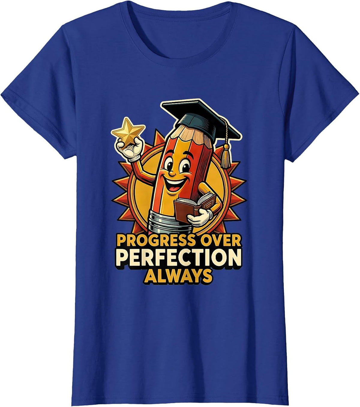 Women's Progress Over Perfection Special Education Teacher T-Shirt - Royal Blue
