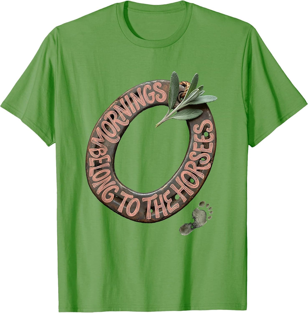 Men's Mornings Belong To The Horses Boho Horse Lover Gift T-Shirt - Grass Green