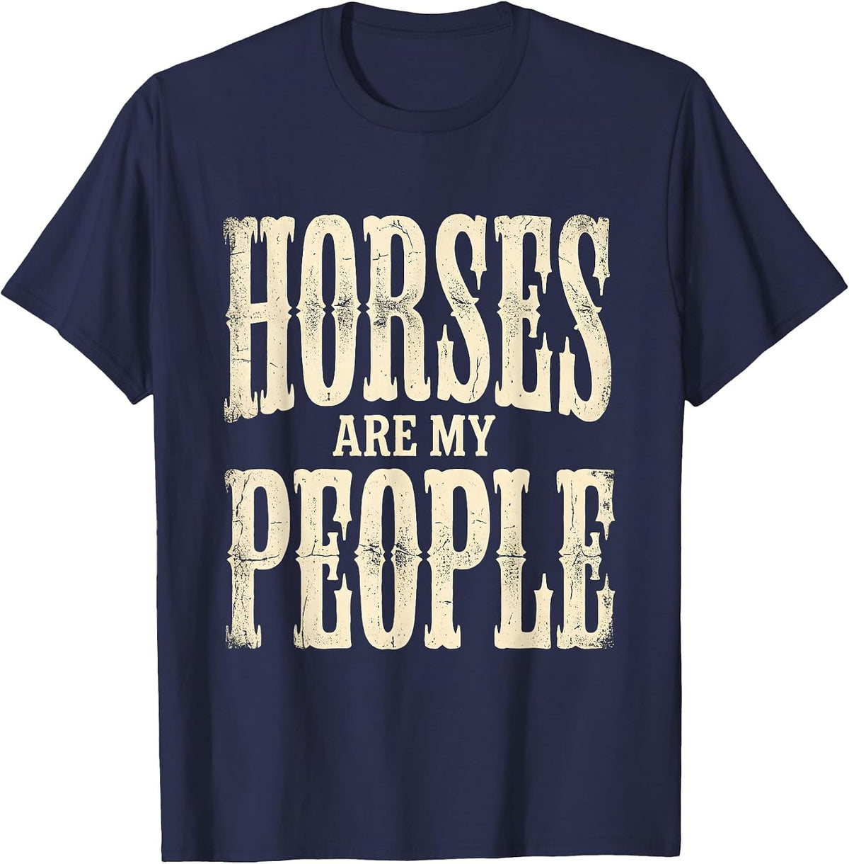 Horses Are My People Equestrian Lover Design T-Shirt - Navy Blue