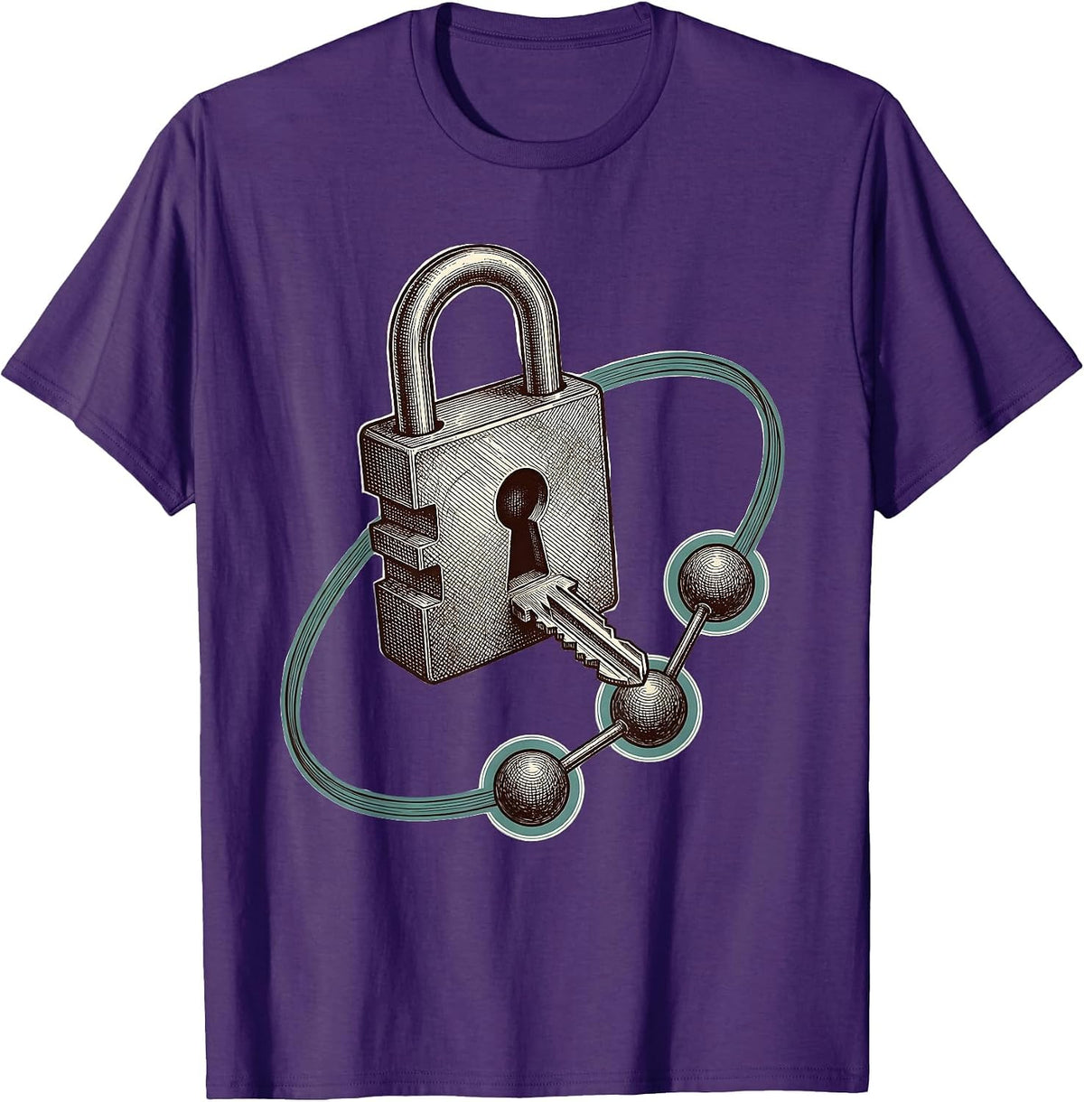 Periodic Table Key Molecular Lock Nerdy Science Humor T-Shirt - Purple