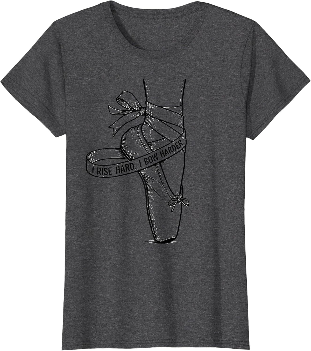 Women's I Rise Hard I Bow Harder Coquette Bow Gymnastics Gift T-Shirt - Dark Heather Grey