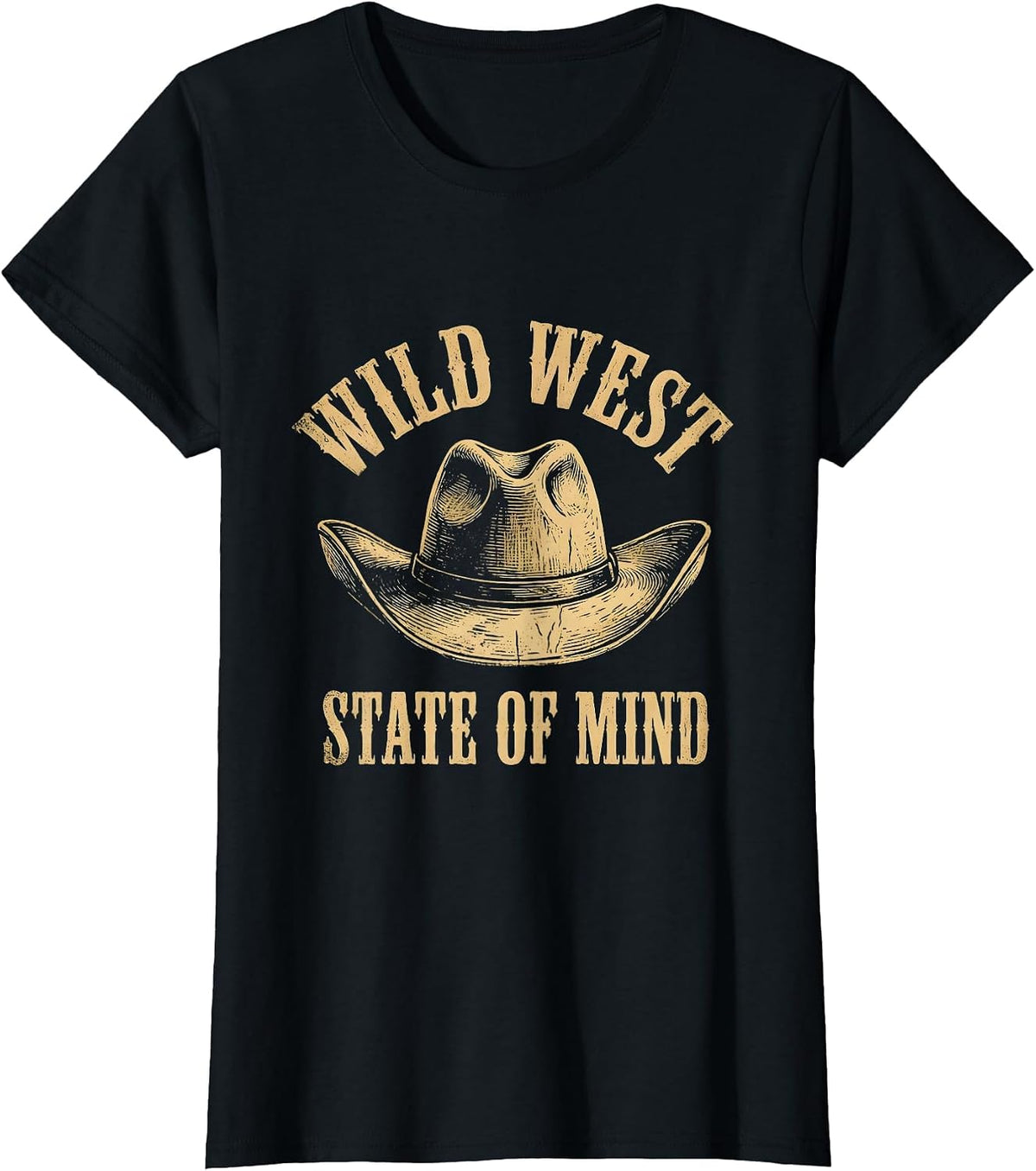 Wild West State of Mind Cowboy Design T-Shirt - Black