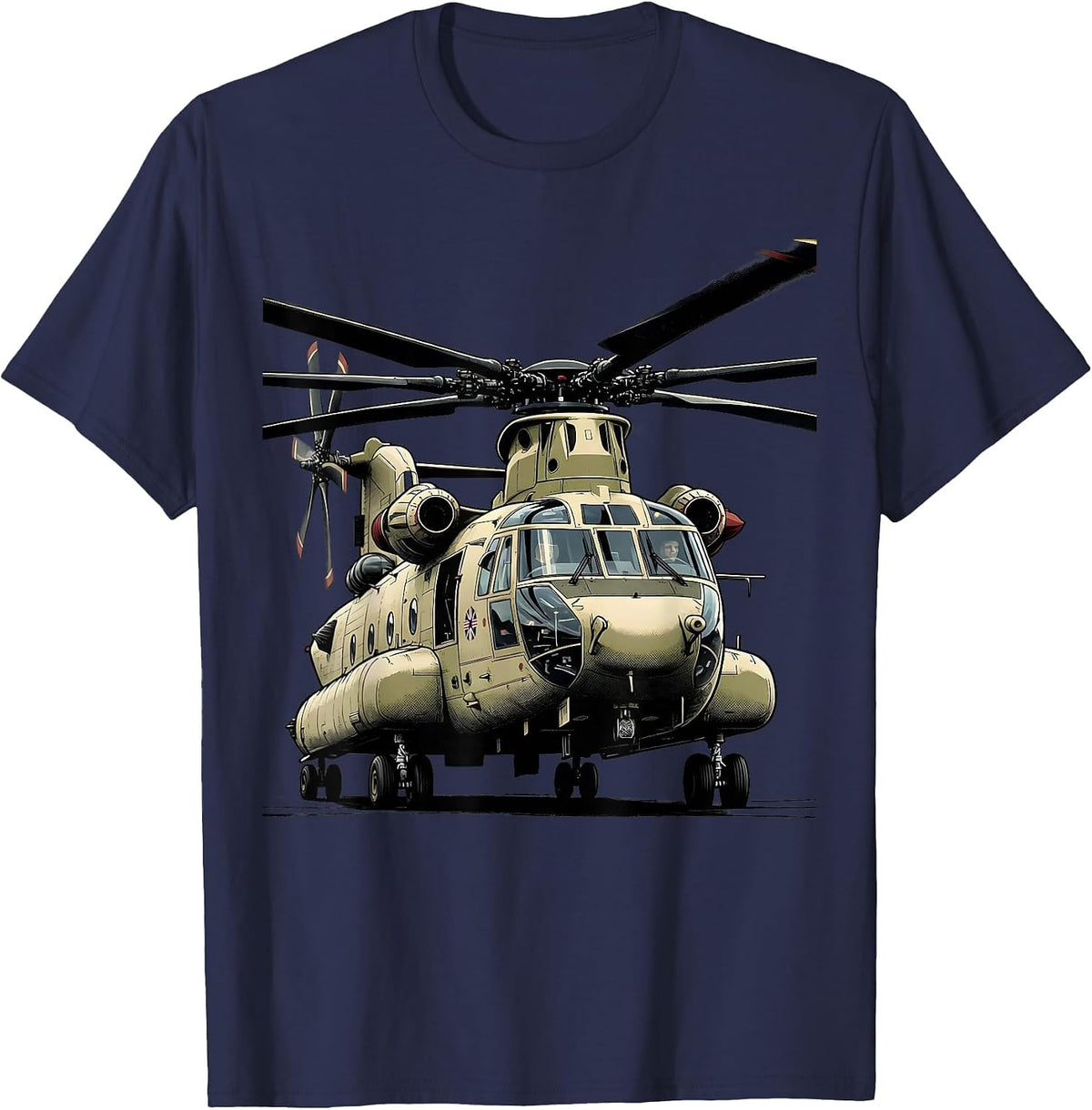 CH-53E Super Stallion Military Helicopter Veteran Tribute T-Shirt - Navy Blue