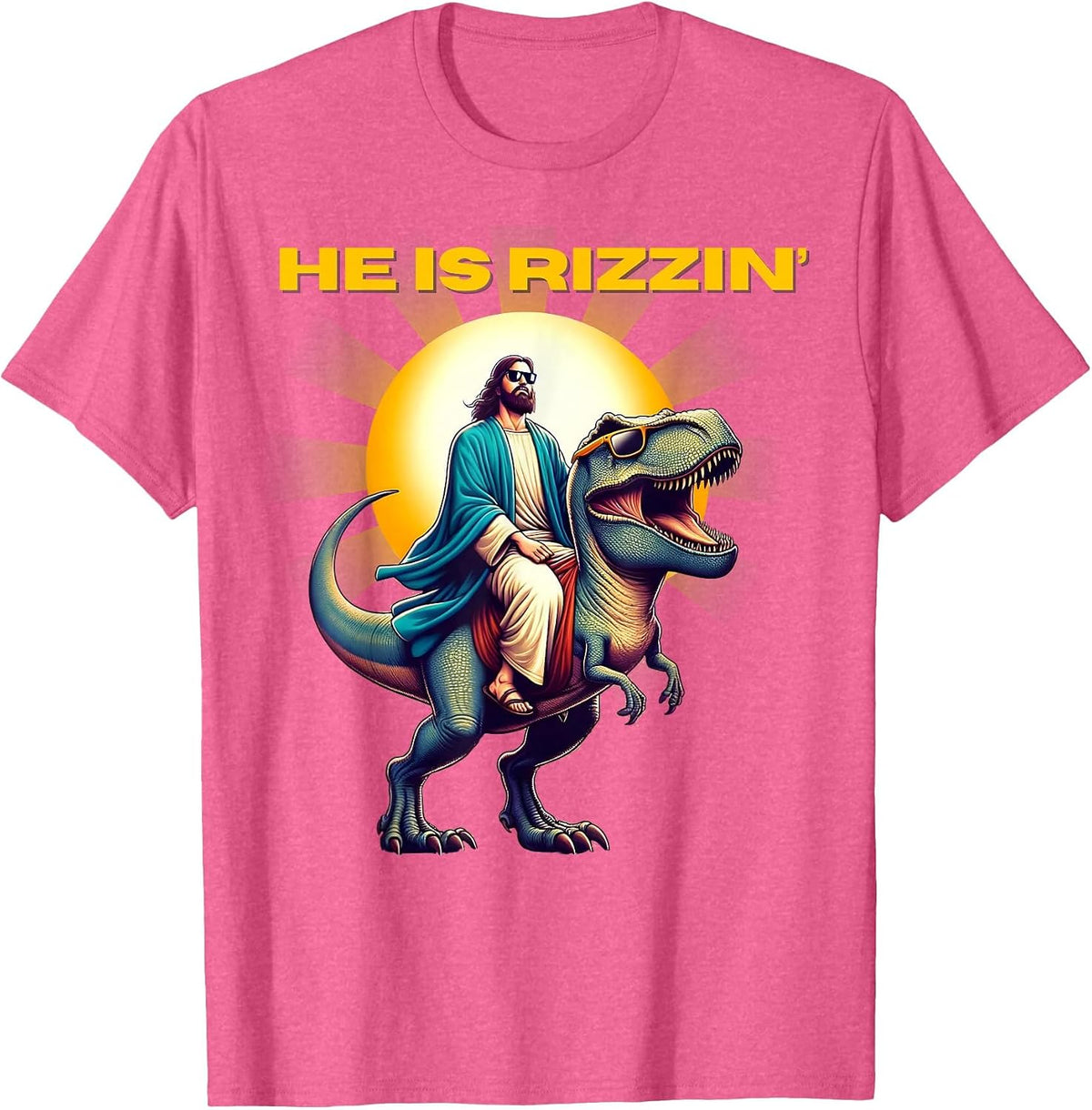 He is Rizzen Jesus Has Rizzen Retro Christian Easter 2026 T-Shirt - Pink Heather