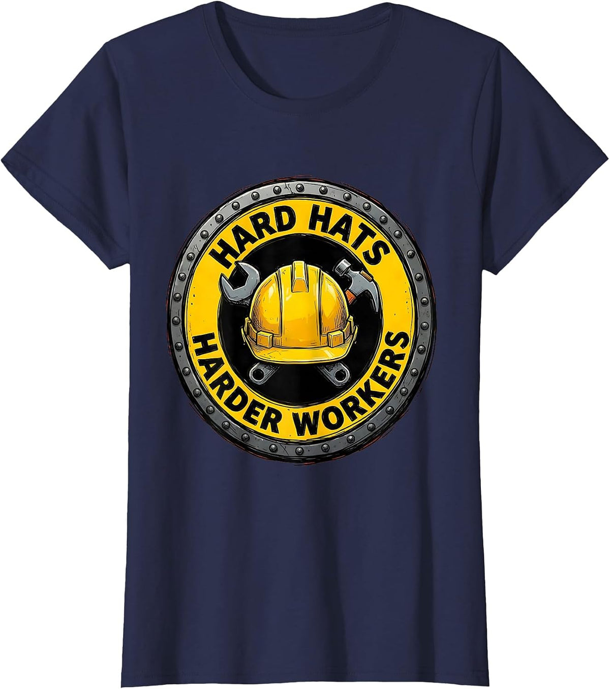 Women's Hard Hats Harder Workers Blue Collar Pride T-Shirt - Navy Blue