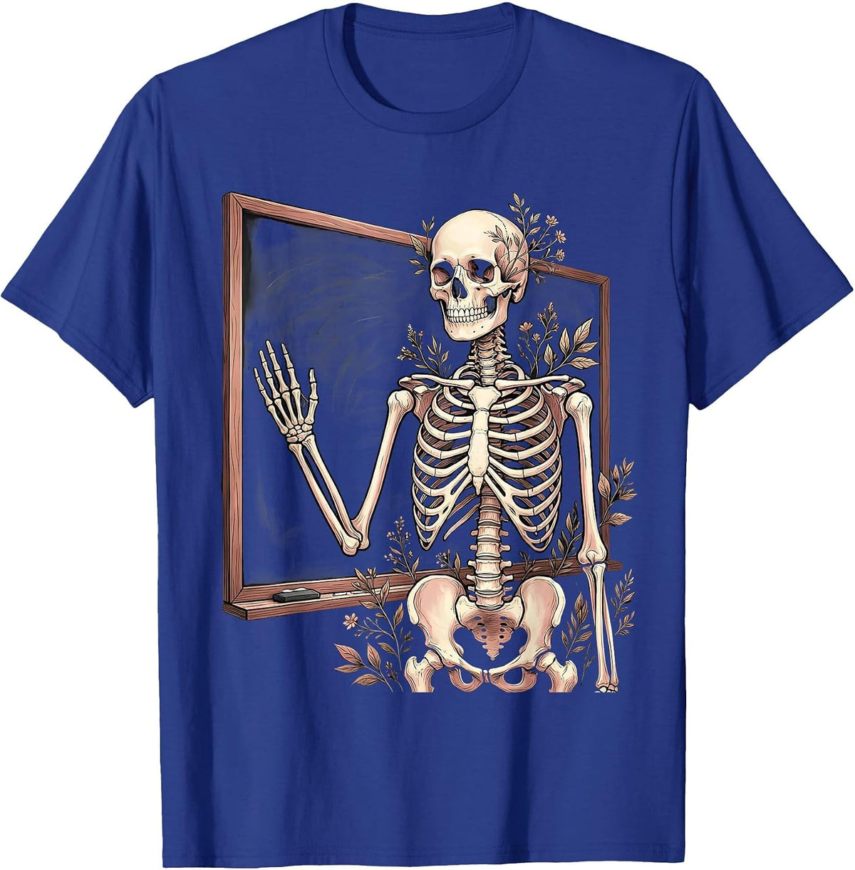 Men's Skeleton Anatomy Teacher Chalkboard Illustration T-Shirt - Royal Blue