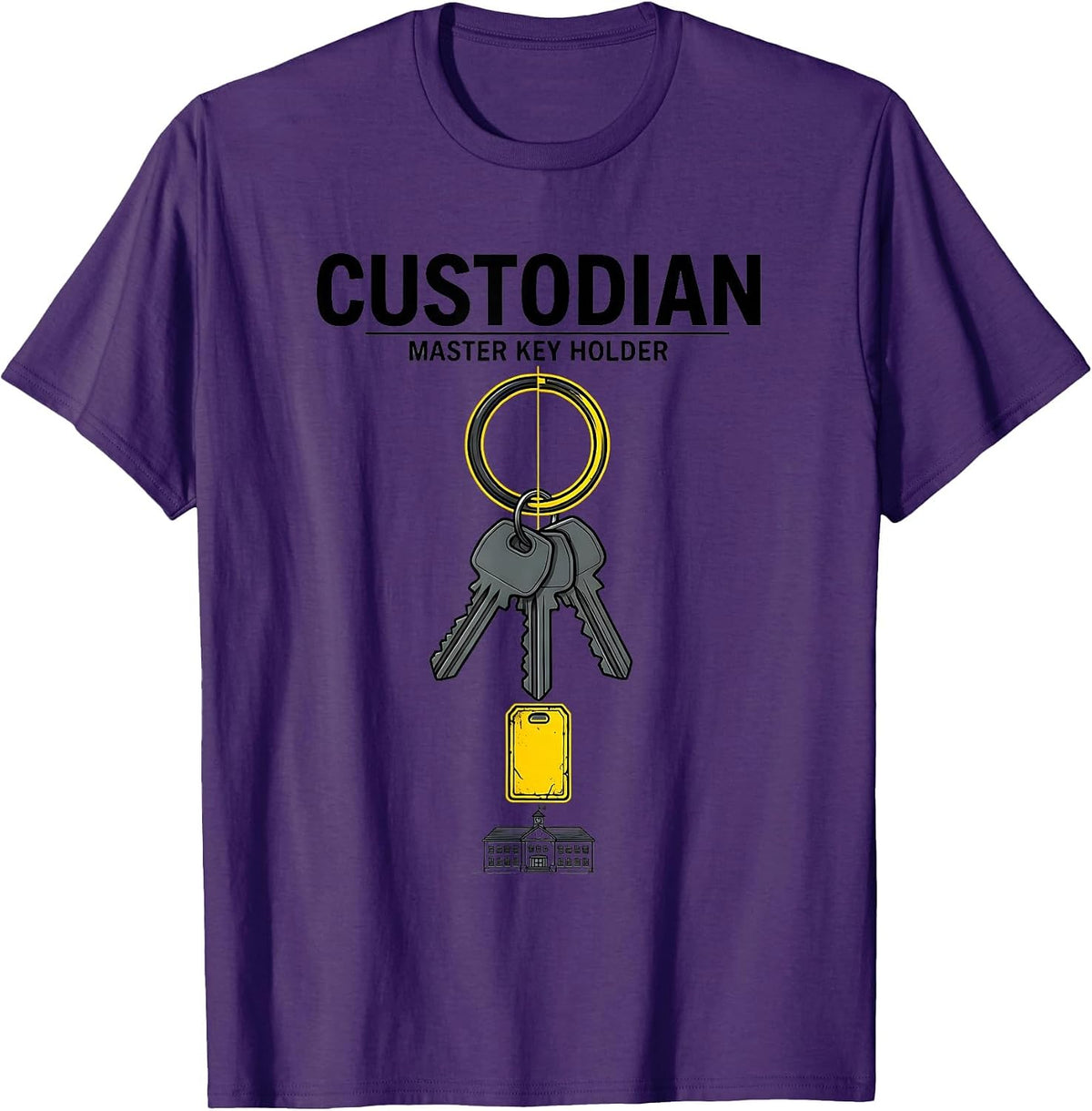 Custodian: Master Key Holder Funny School Custodian T-Shirt - Purple