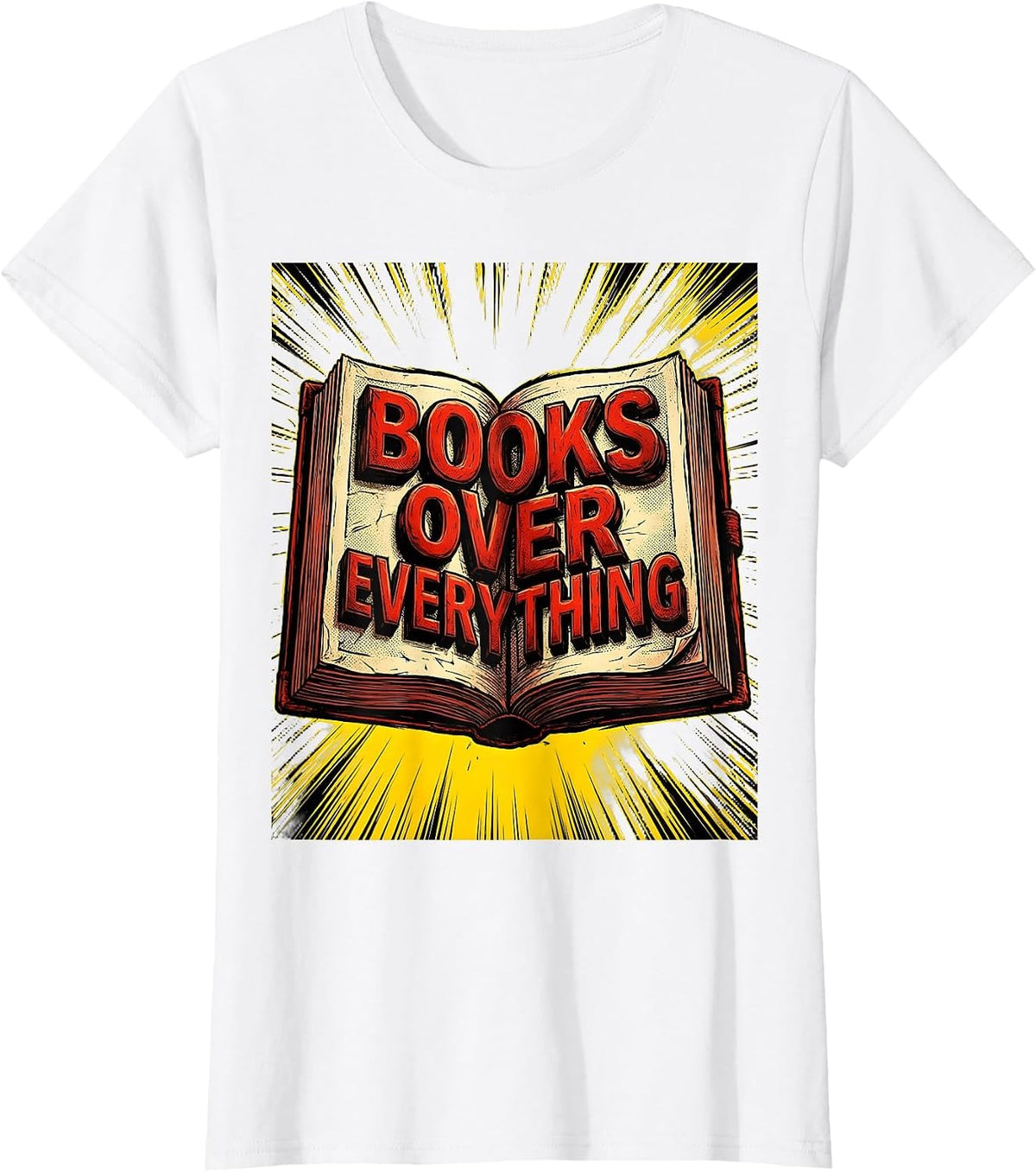 Books Over Everything Reading Teacher Design T-Shirt - White