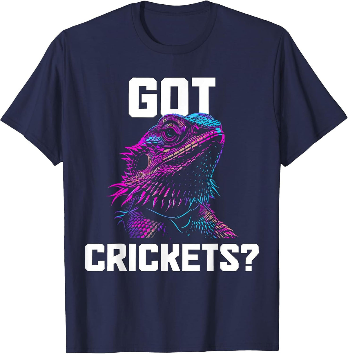 Bearded Dragon Got Crickets? Funny Reptile T-Shirt - Navy Blue