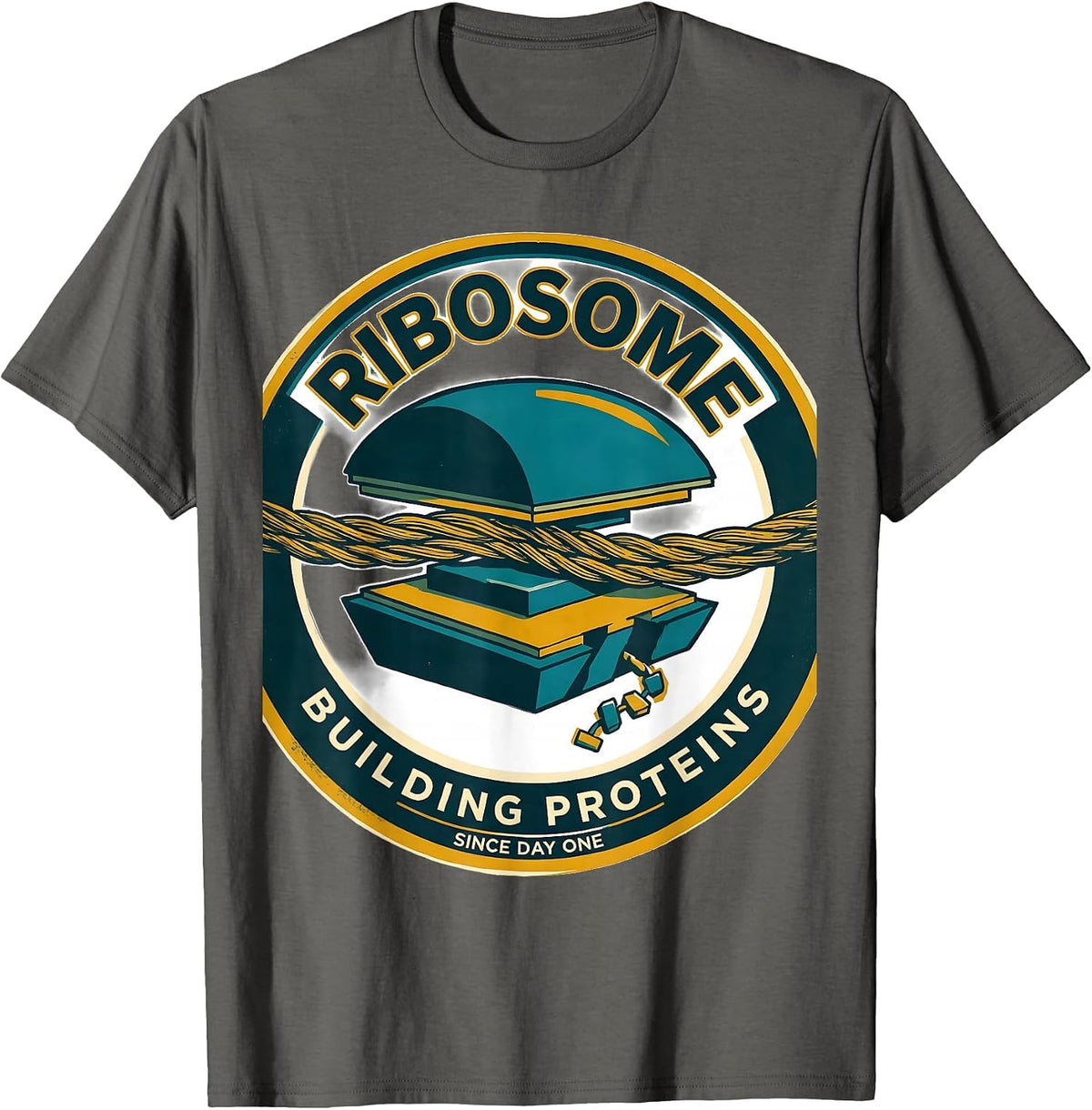 Men's Ribosome Building Proteins Since Day One Science Nerd T-Shirt - Asphalt Grey