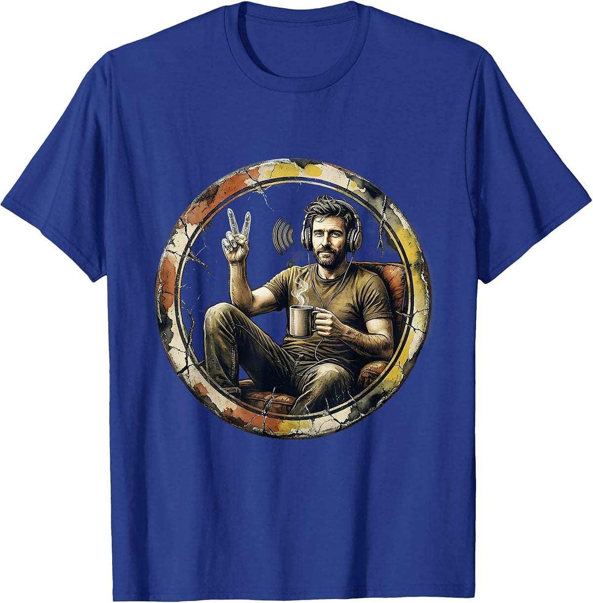 Men's Relaxed Parent Metal Fan Distressed Heavy Metal Humor T-Shirt - Royal Blue