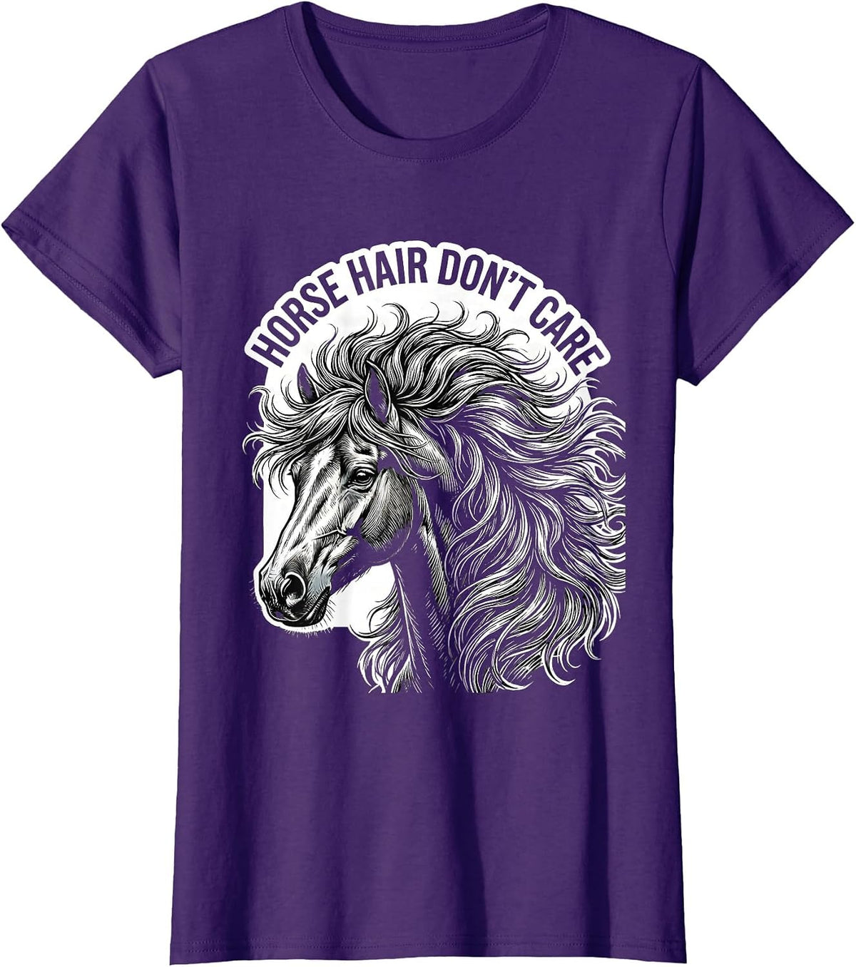 Women's Horse Hair Don't Care Funny Equestrian Design T-Shirt - Purple