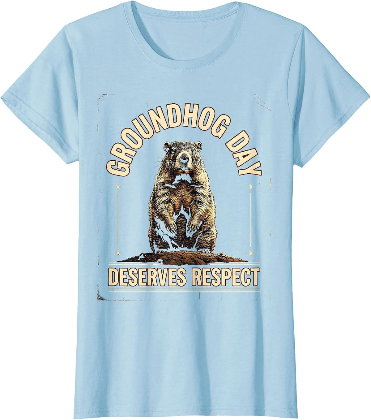 Women's Groundhog Day Deserves Respect Vintage Funny Groundhog Gift T-Shirt - Baby Blue