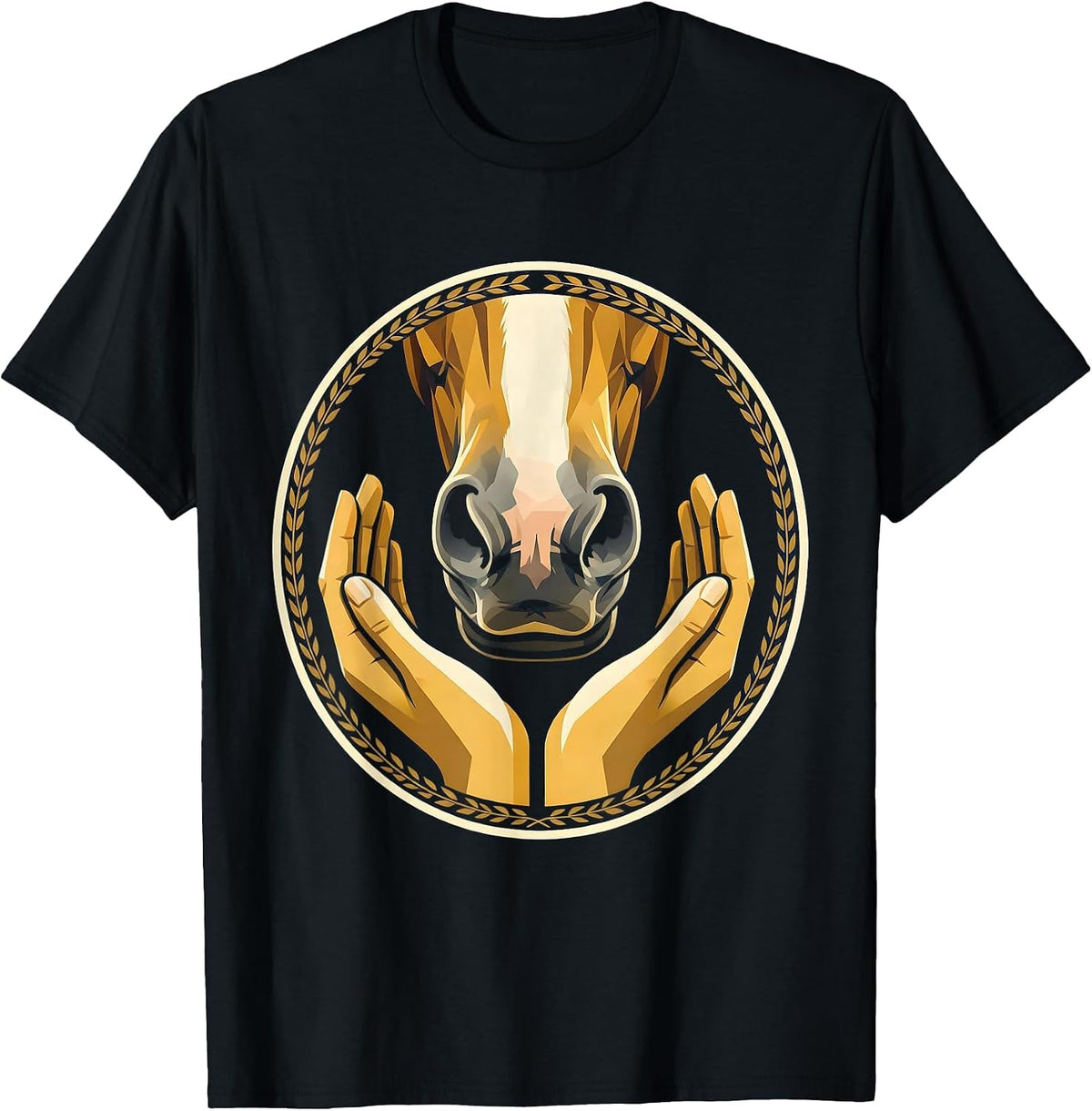 Men's Gentle Touch Horse Muzzle Illustration T-Shirt - Black