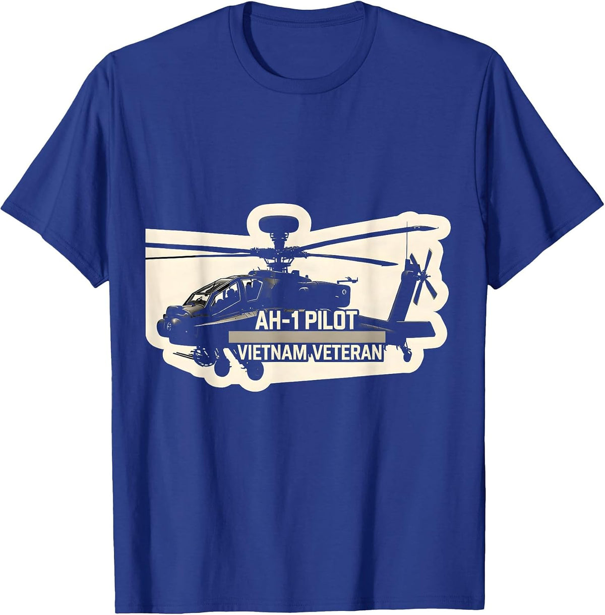 Men's AH-1 Pilot Vietnam Veteran Military Helicopter Veteran T-Shirt - Royal Blue