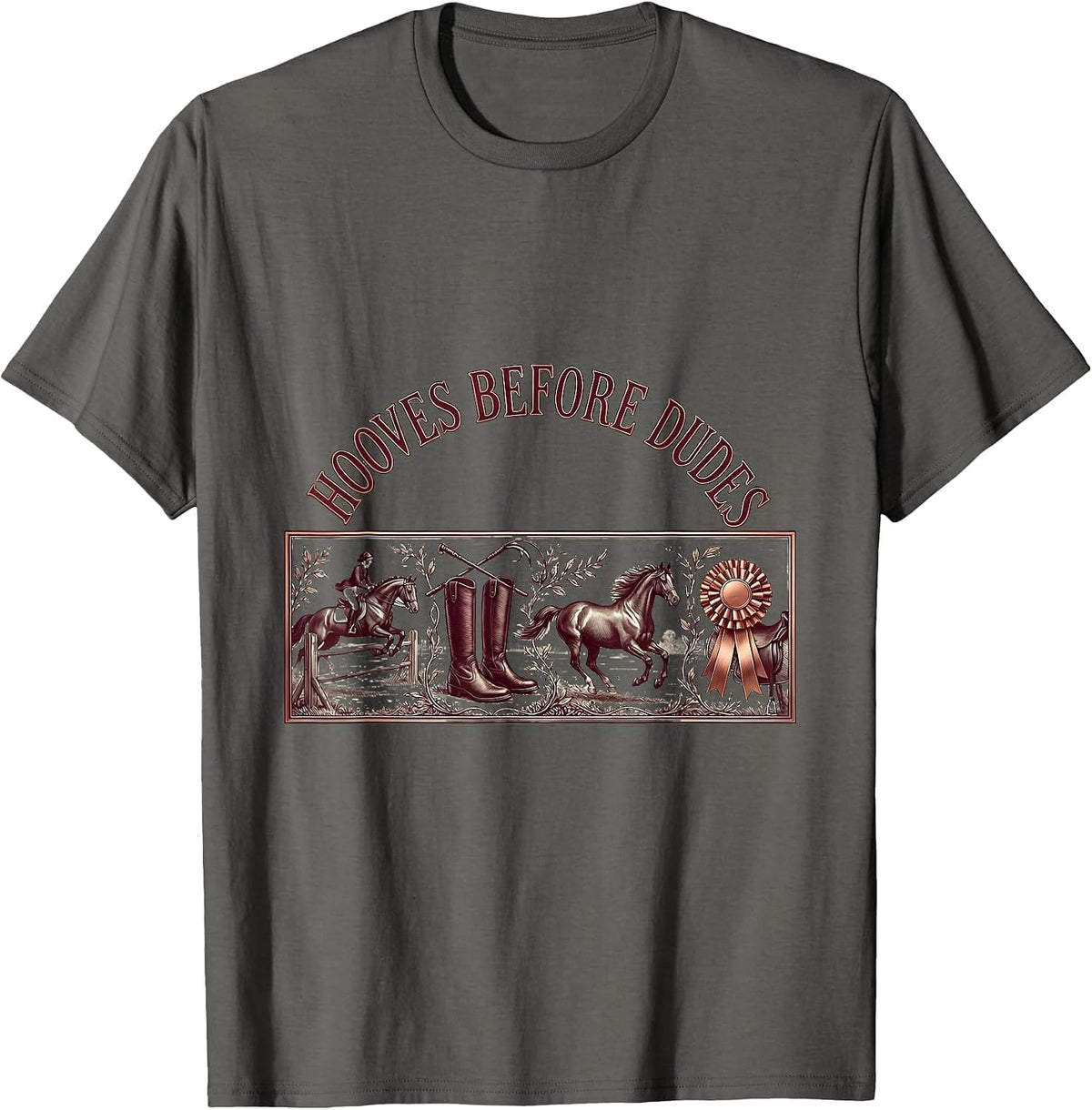 Men's Hooves Before Dudes Equestrian Design T-Shirt - Asphalt Grey