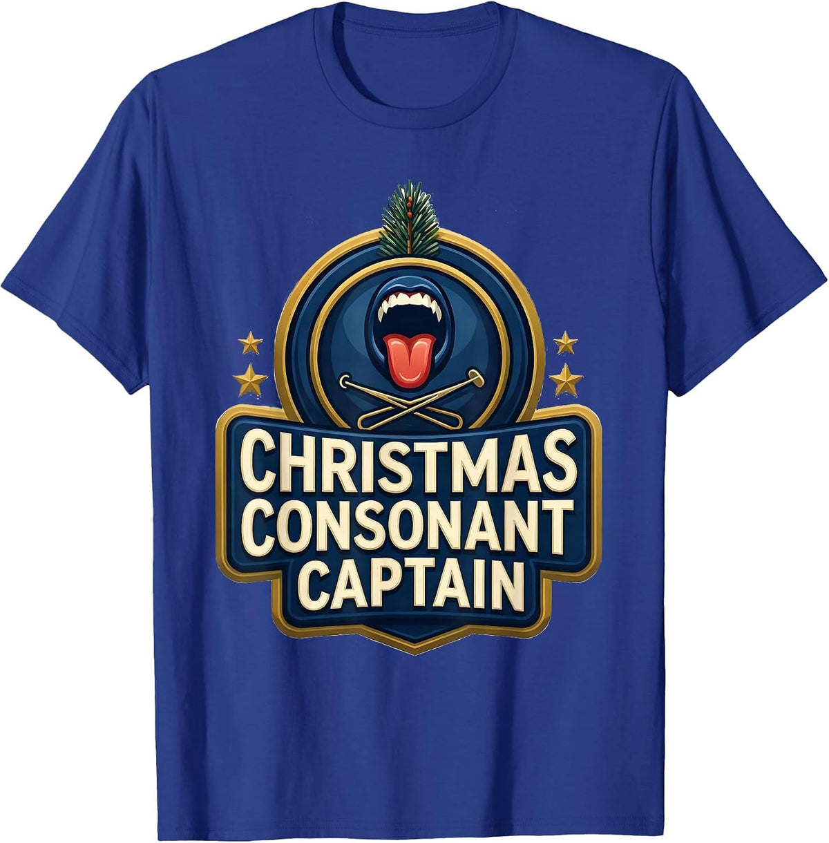 Christmas Consonant Captain Retro Groovy Speech Therapist T-Shirt - Royal Blue
