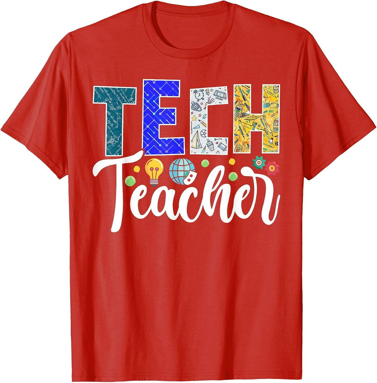 Technology Tech Teacher Computer Science Back to School T-Shirt - Red