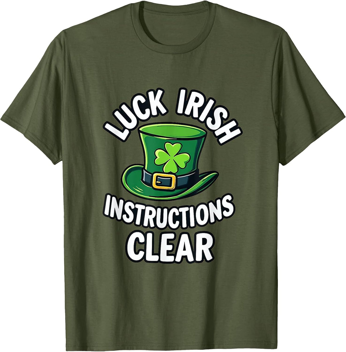 Luck Irish St. Patrick's Day Design T-Shirt - Olive Green