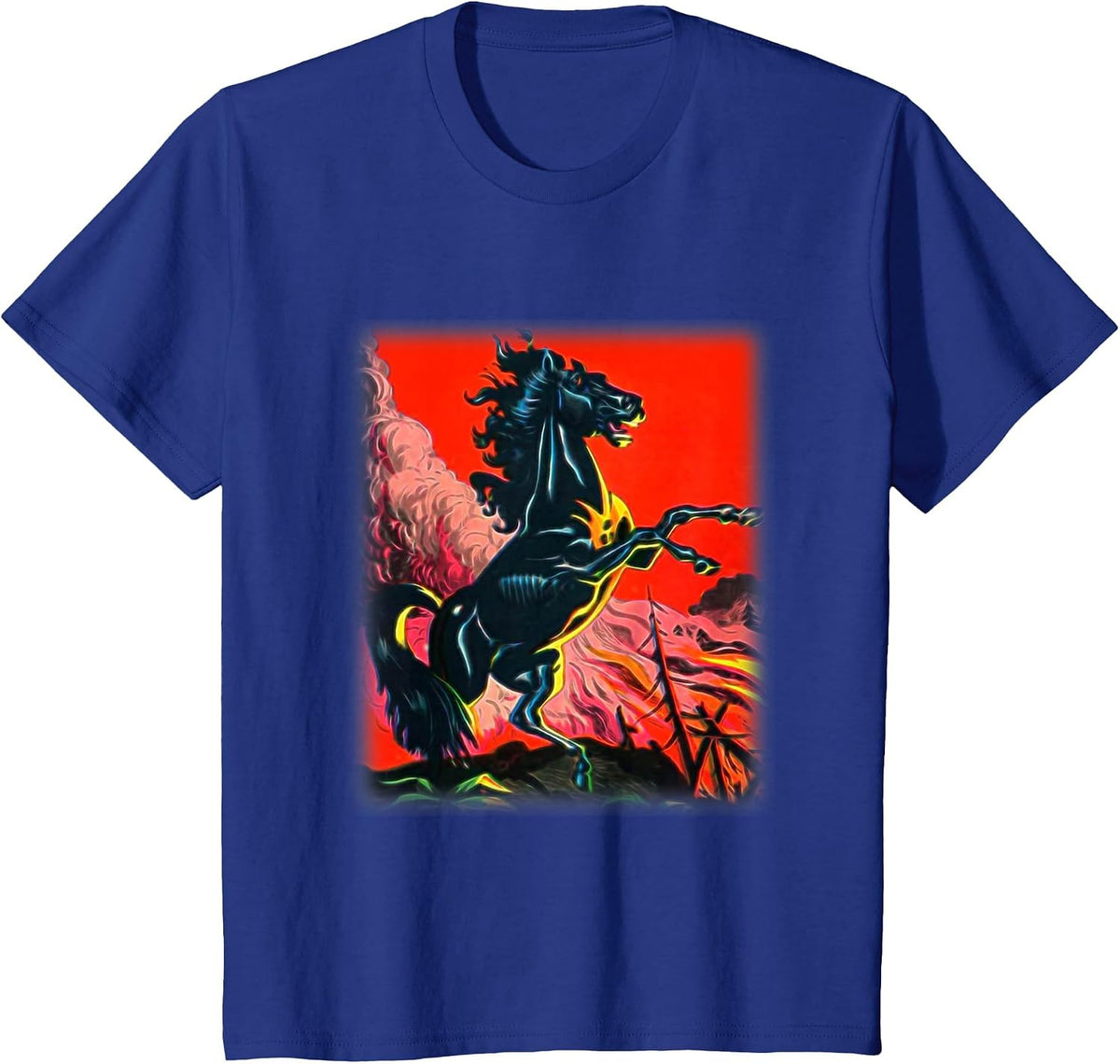 Black Horse Shirt, Colorful Stallion Tshirt for Horse Lovers T-Shirt - Royal Blue
