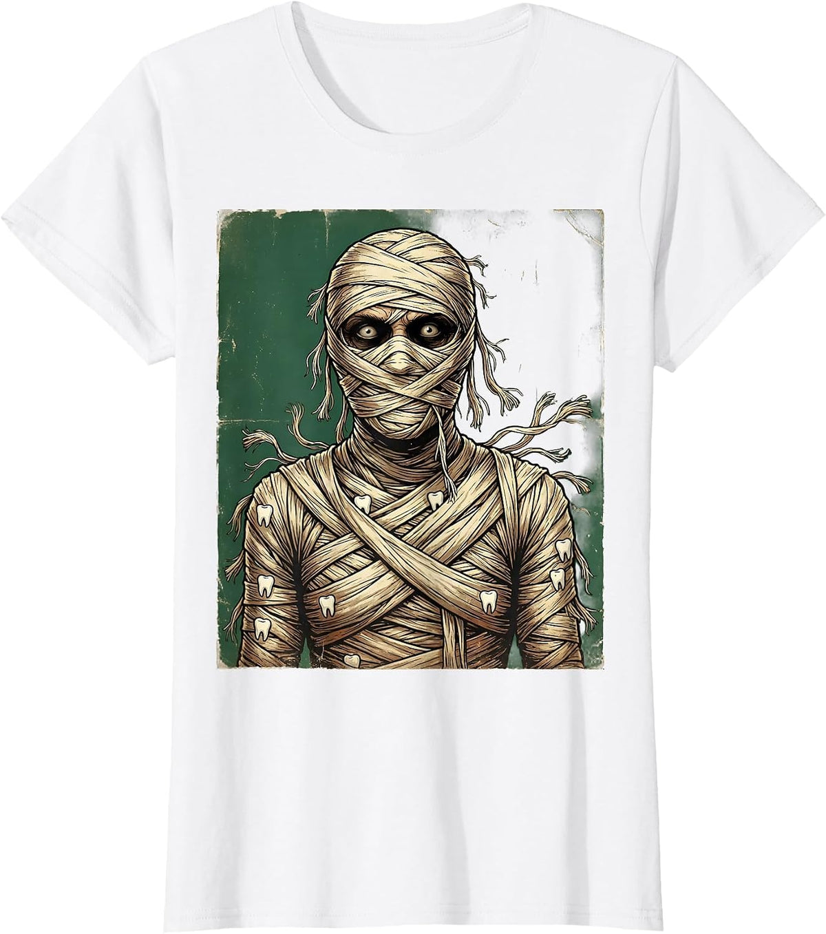 Dental Floss Mummy Funny Halloween Costume T-Shirt - White