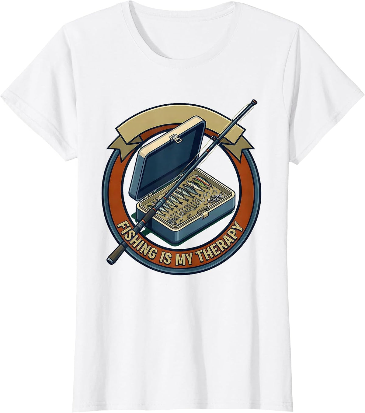 Fishing Is My Therapy Angler Design T-Shirt - White
