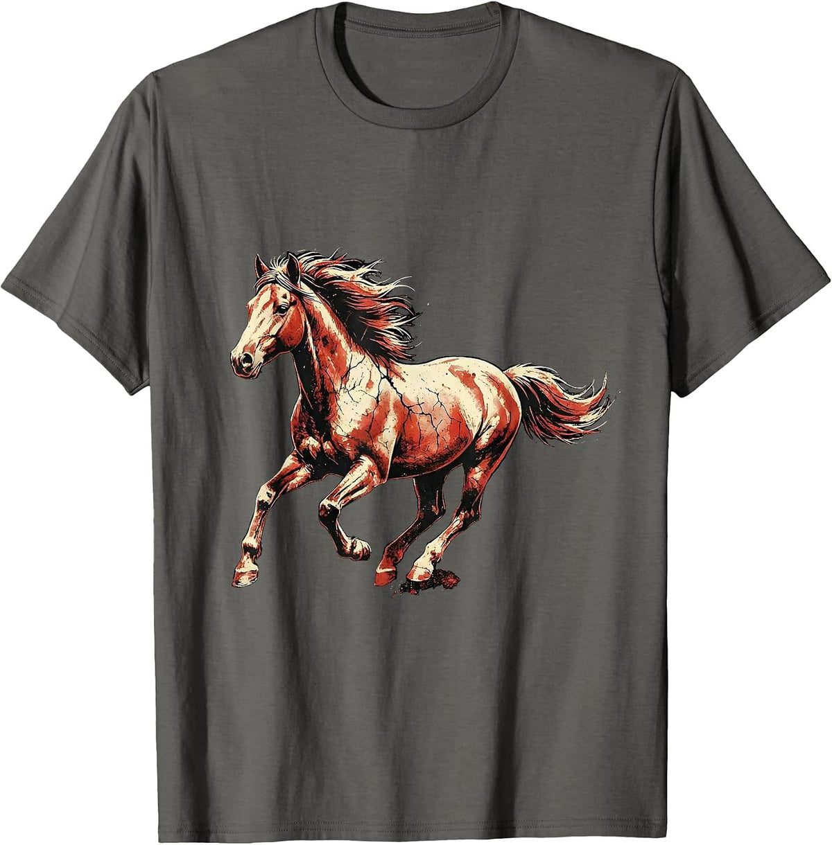 Men's Horse Galloping Through Open Meadow Graphic T-Shirt - Asphalt Grey