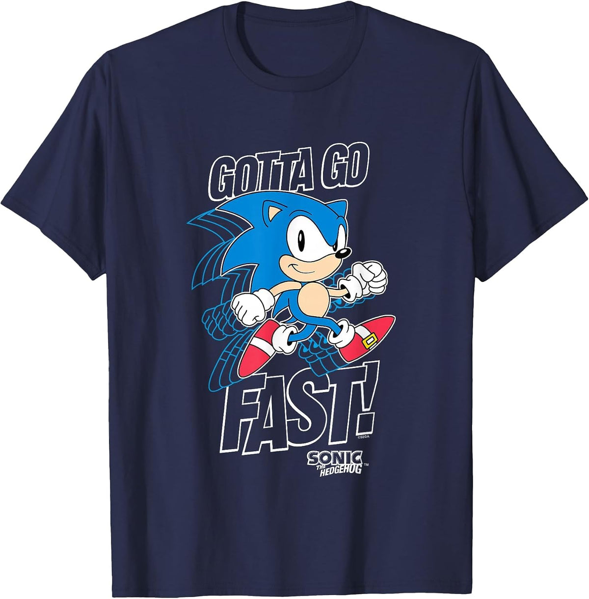 Sonic The Hedgehog Gotta Go Fast! Classic Sonic Retro Shot T-Shirt - Navy Blue