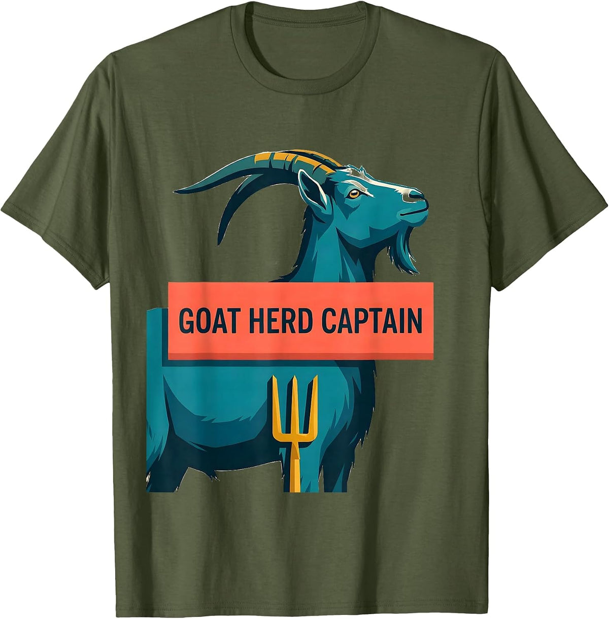 Men's Goat Herd Captain Funny Goat Farmer Animal Lover Gift T-Shirt - Olive Green