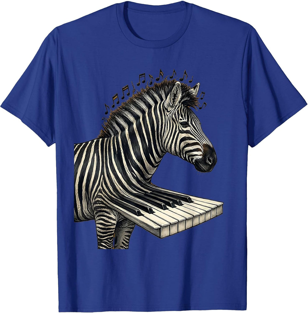 Zebra Stripes Piano Keys Music Nature Art T-Shirt - Royal Blue