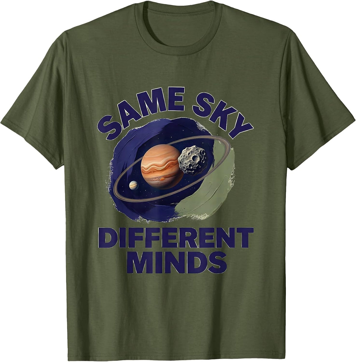Men's Same Sky Different Minds Neurodiverse Universe Special T-Shirt - Olive Green
