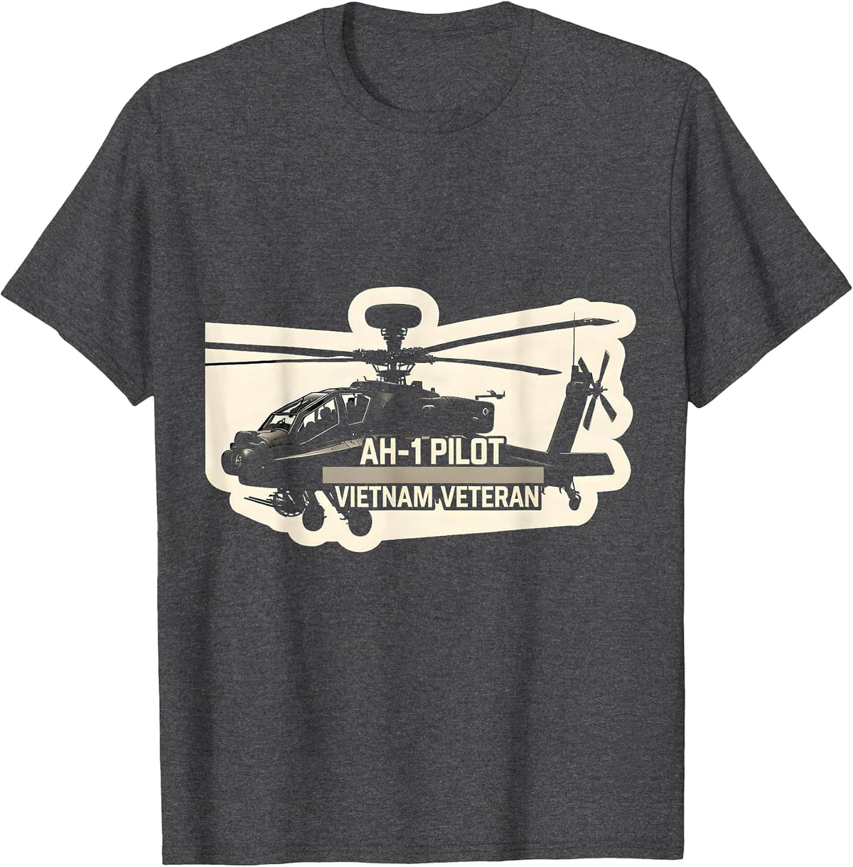 Men's AH-1 Pilot Vietnam Veteran Military Helicopter Veteran T-Shirt - Dark Heather Grey
