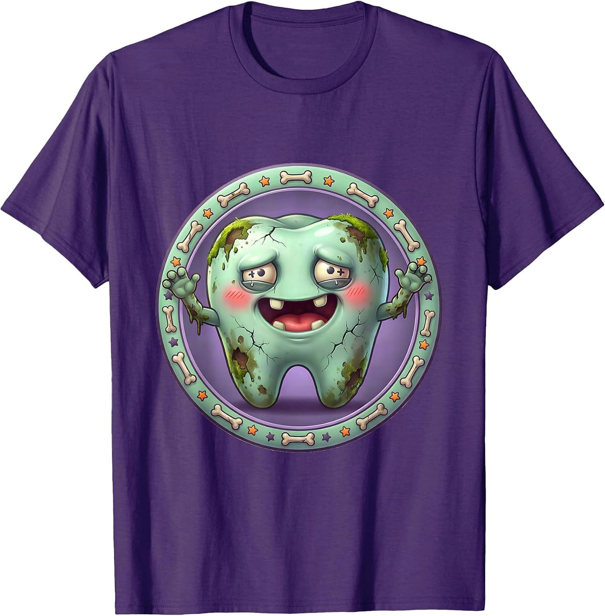 Men's Zombie Rotting Teeth Grin Dental Halloween T-Shirt - Purple
