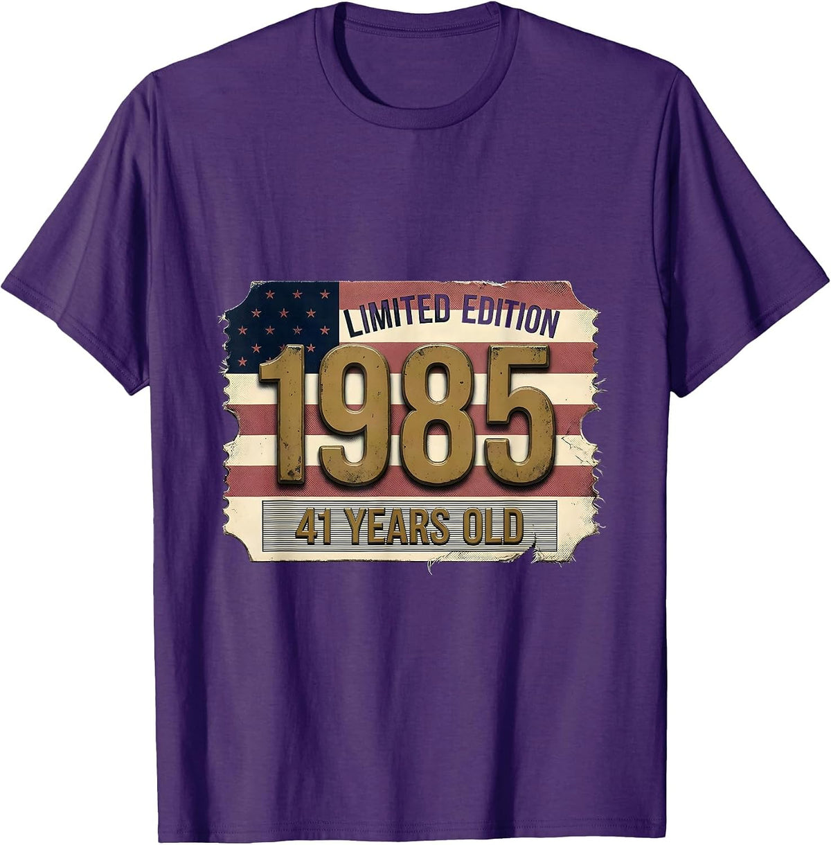 Limited Edition 1985 41 Years Old Vintage USA Flag 41st T-Shirt - Purple