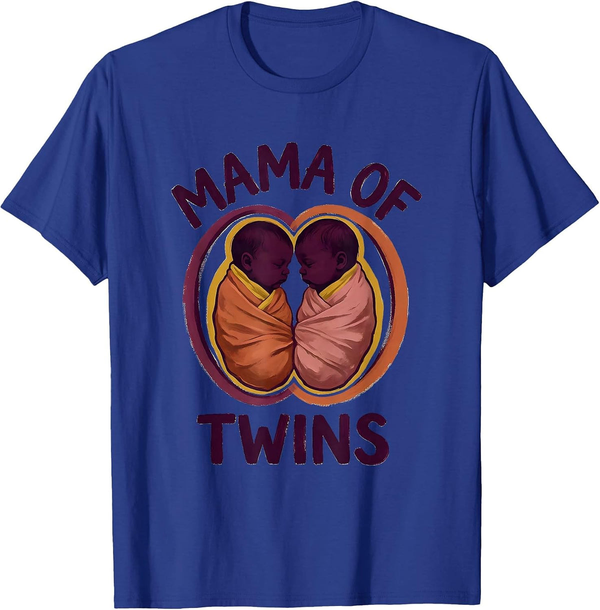 Mama of Twins Cute Sentimental Twin Pregnancy Announcement T-Shirt - Royal Blue
