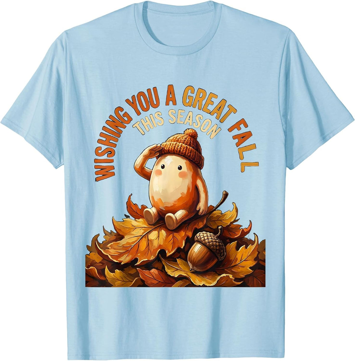 Men's Wishing You a Great Fall This Season Whimsical Nursery Rhyme T-Shirt - Baby Blue