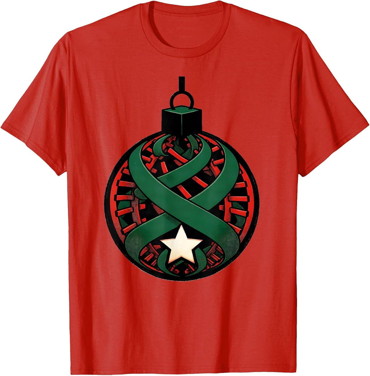 Men's DNA Helix Bauble Science Teacher Holiday Humor T-Shirt - Red