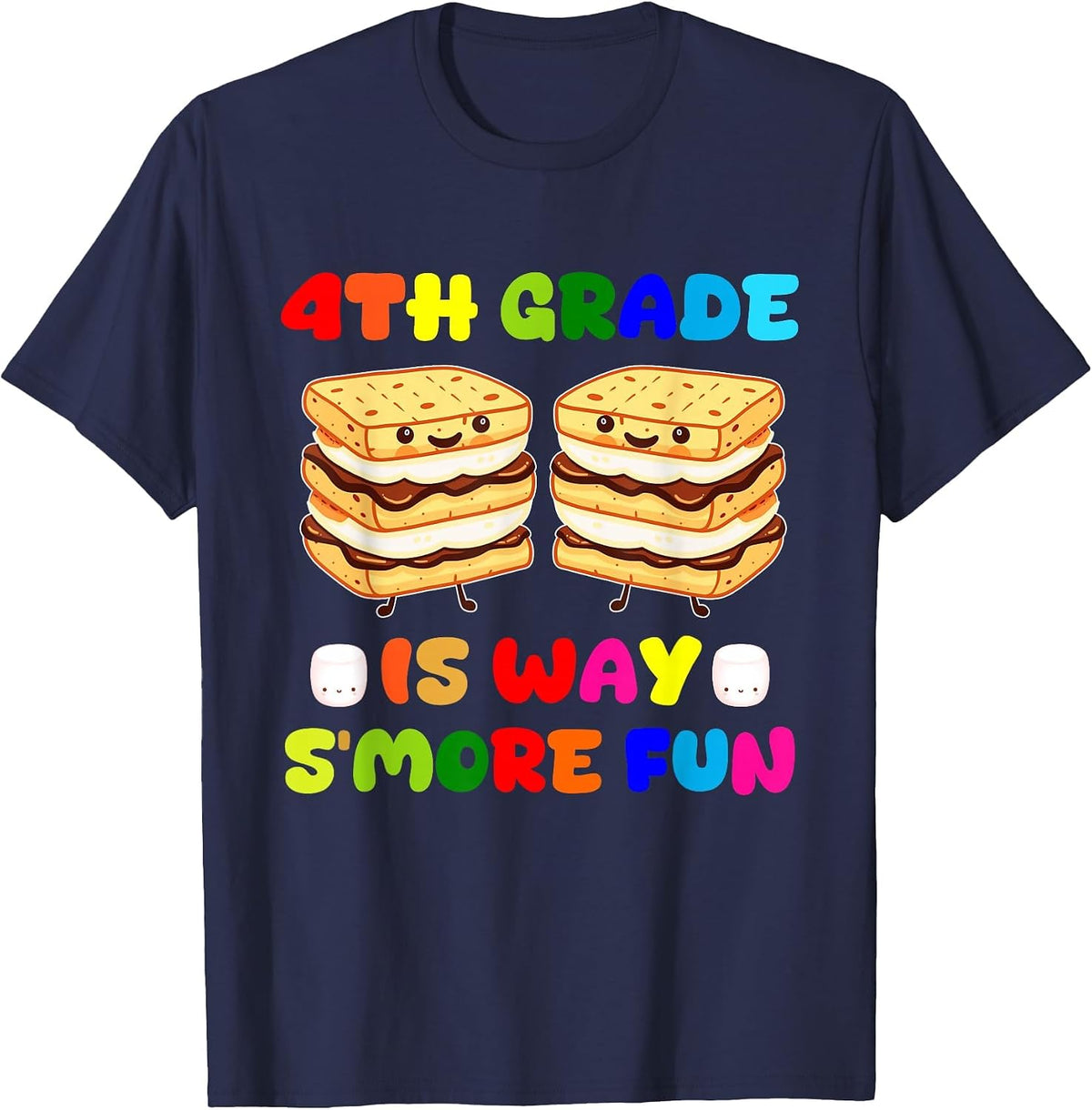4th Grade is Way S'More Fun Marshmallow Back to School Kids T-Shirt - Navy Blue