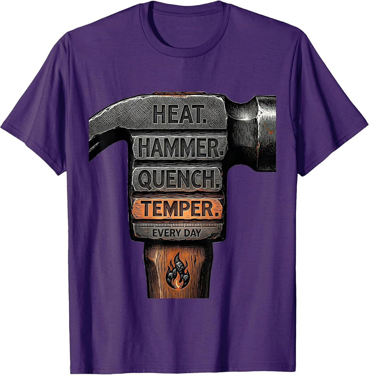 Men's Heat Hammer Quench Temper Every Day Blacksmith Forge T-Shirt - Purple