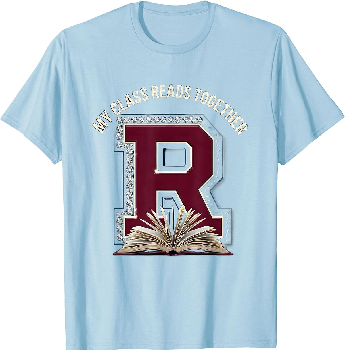 Men's My Class Reads Together Book Lover Teacher Design T-Shirt - Baby Blue