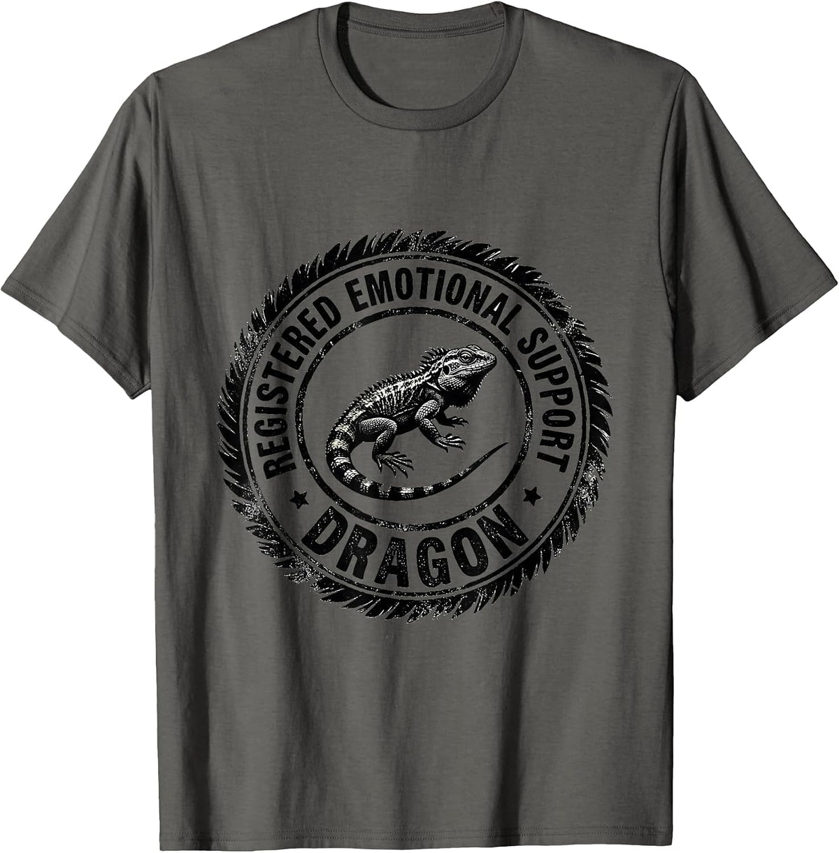 Men's Registered Emotional Support Dragon Funny Reptile Lover Gift T-Shirt - Asphalt Grey