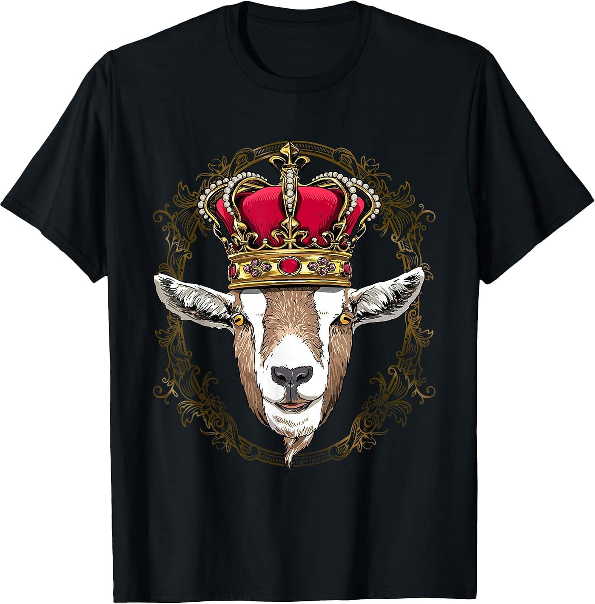 King Goat Wearing Crown - Queen Goat Animal T-Shirt - Black
