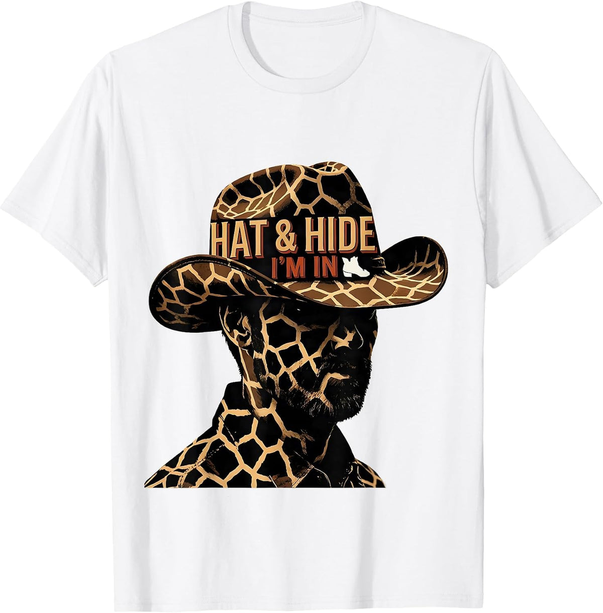 Men's Hat & Hide I'm In Western Cowgirl Rodeo Animal Skin Pattern T-Shirt - White