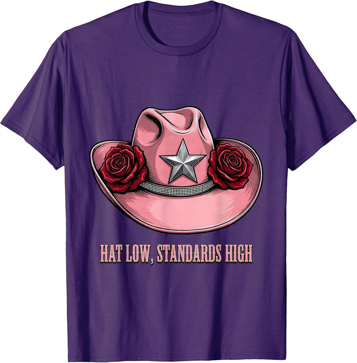 Hat Low Standards High Cowboy Western Design T-Shirt - Purple