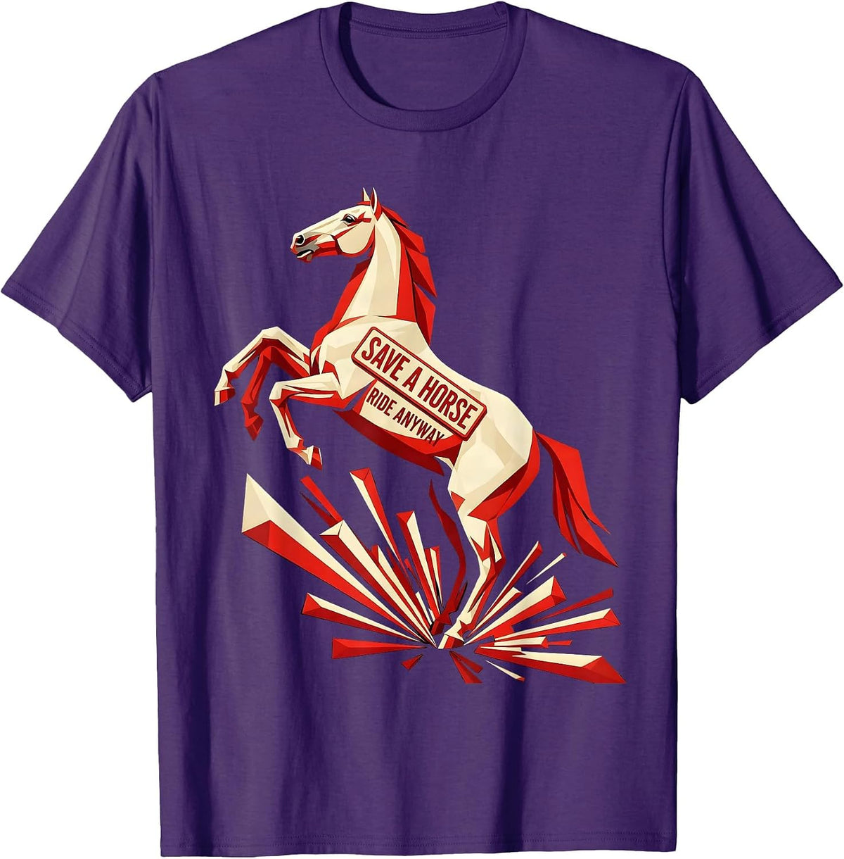 Men's Save a Horse Ride Anyway Funny Equestrian Design T-Shirt - Purple